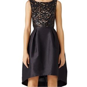 Monique Lhuilier high low formal sequin and black dress. Pre-owned size 12